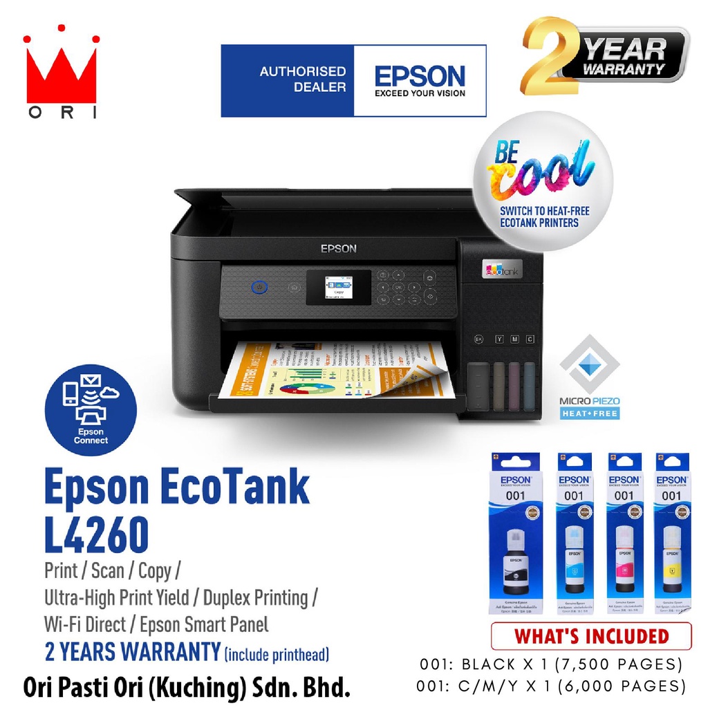 Epson Ecotank L4260 A4 Wi Fi Duplex All In One Ink Tank Printer Shopee Malaysia 1705