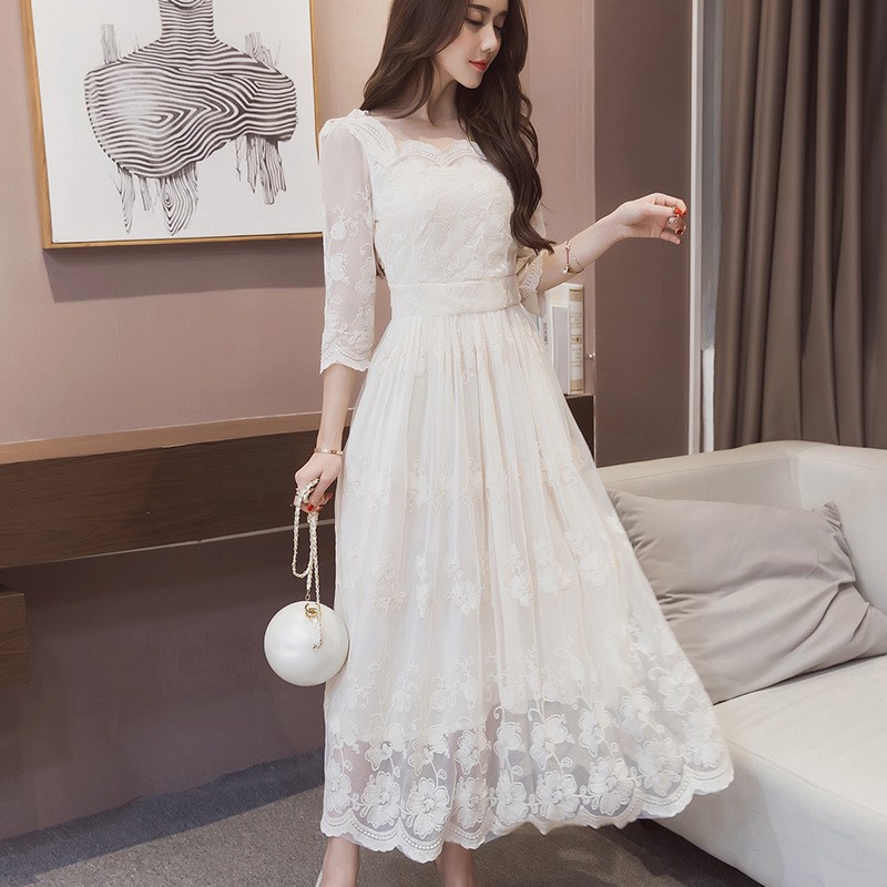 korean style white dress