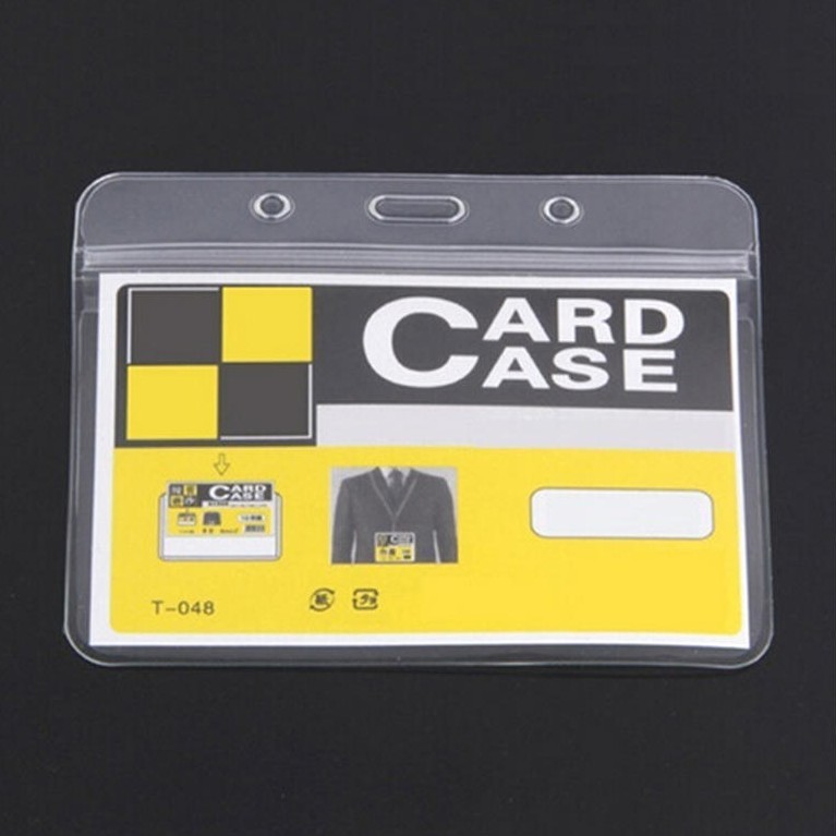 Clear PVC Badge Card Holder / ID Name Card Holders With Plastic Zip