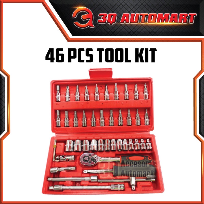 Details about   46pcs Socket Set Spanner 1/4" Car Repair Tool Ratchet Wrench Combination Bit Kit 