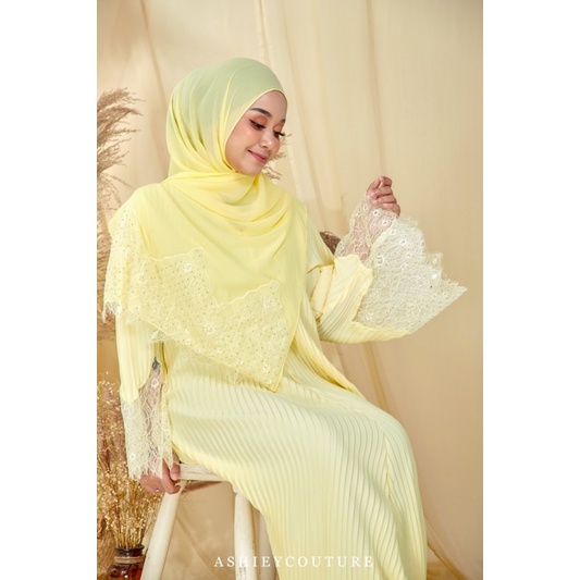 jubah pleated lace