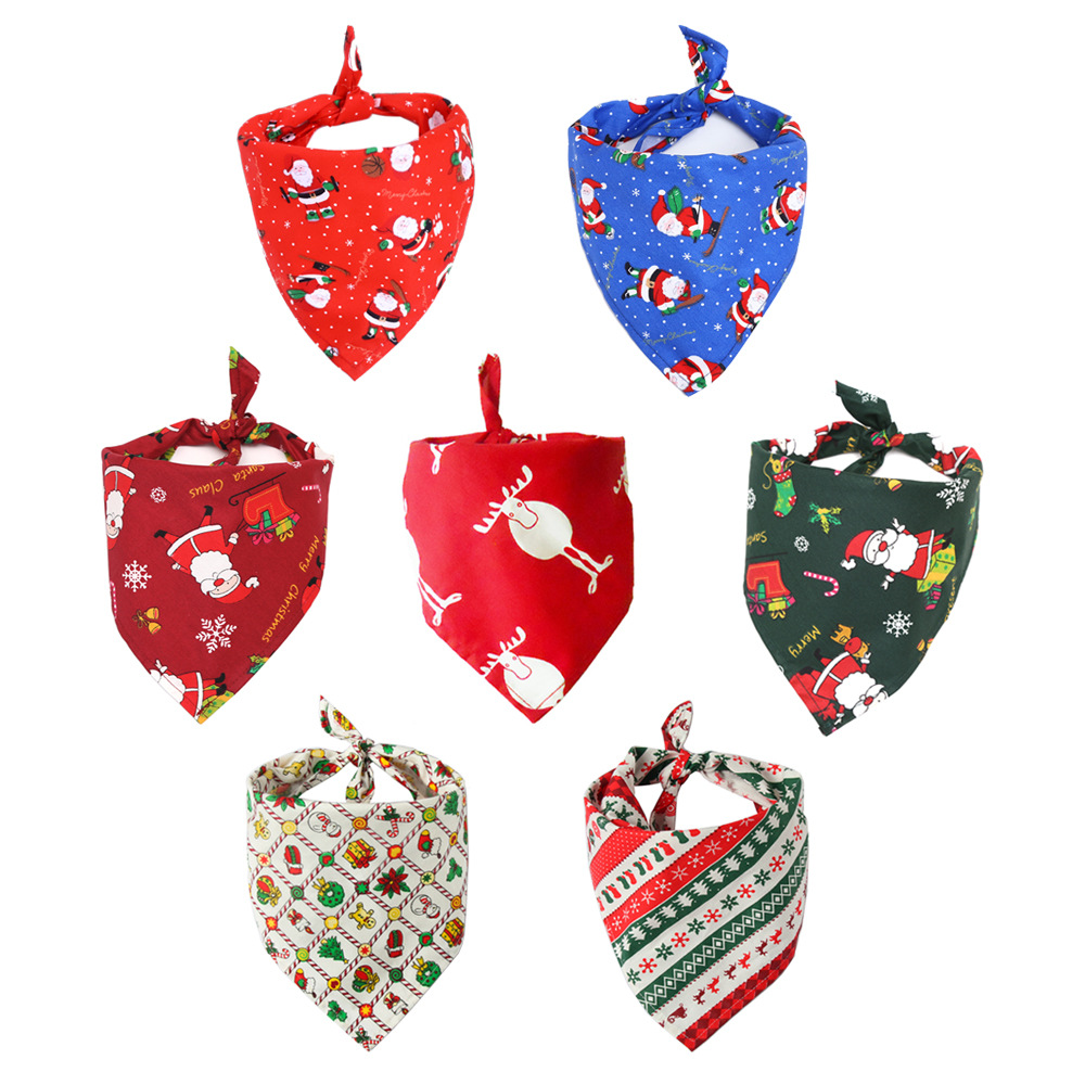 Christmas pet saliva towel cotton triangle scarf dog bibs scarf cat scarf accessories