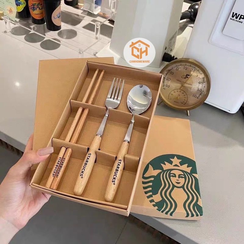 Starbuck Luxury Orange Homeware Spoon, Chopsticks and Fork Set