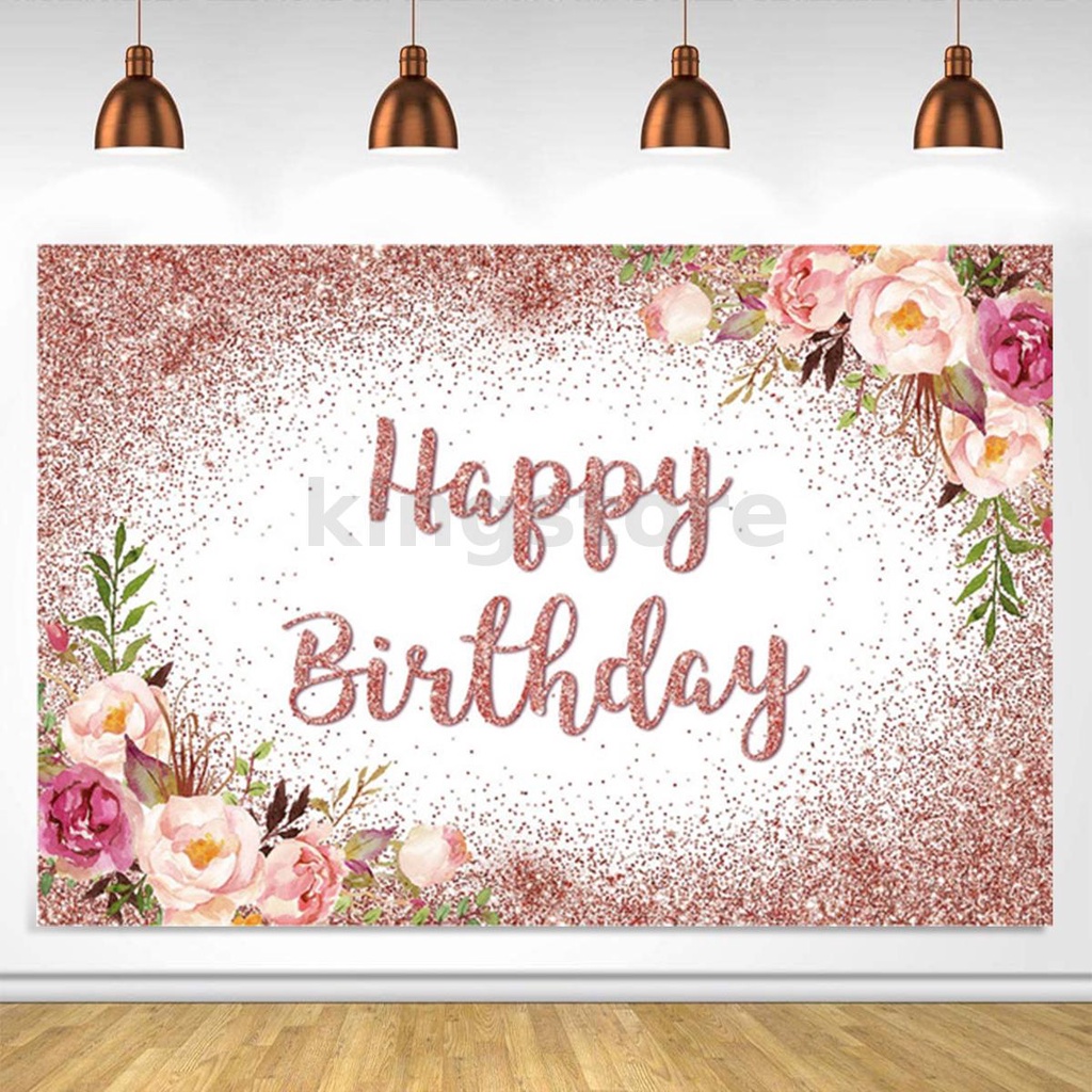 Happy Birthday Background Floral Watercolor Flowers Adult Girl Birthday
