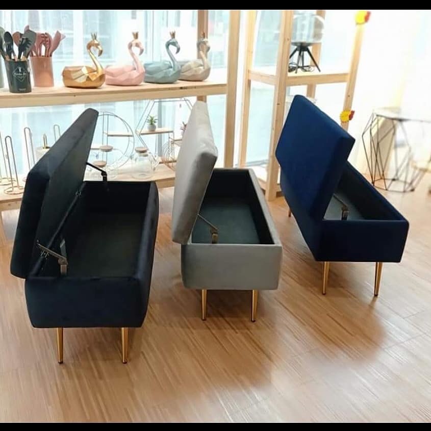 (HIGH QUALITY) VELVET STORAGE BENCH/ CHAIR/ NORDIC BENCH/ FURNITURE