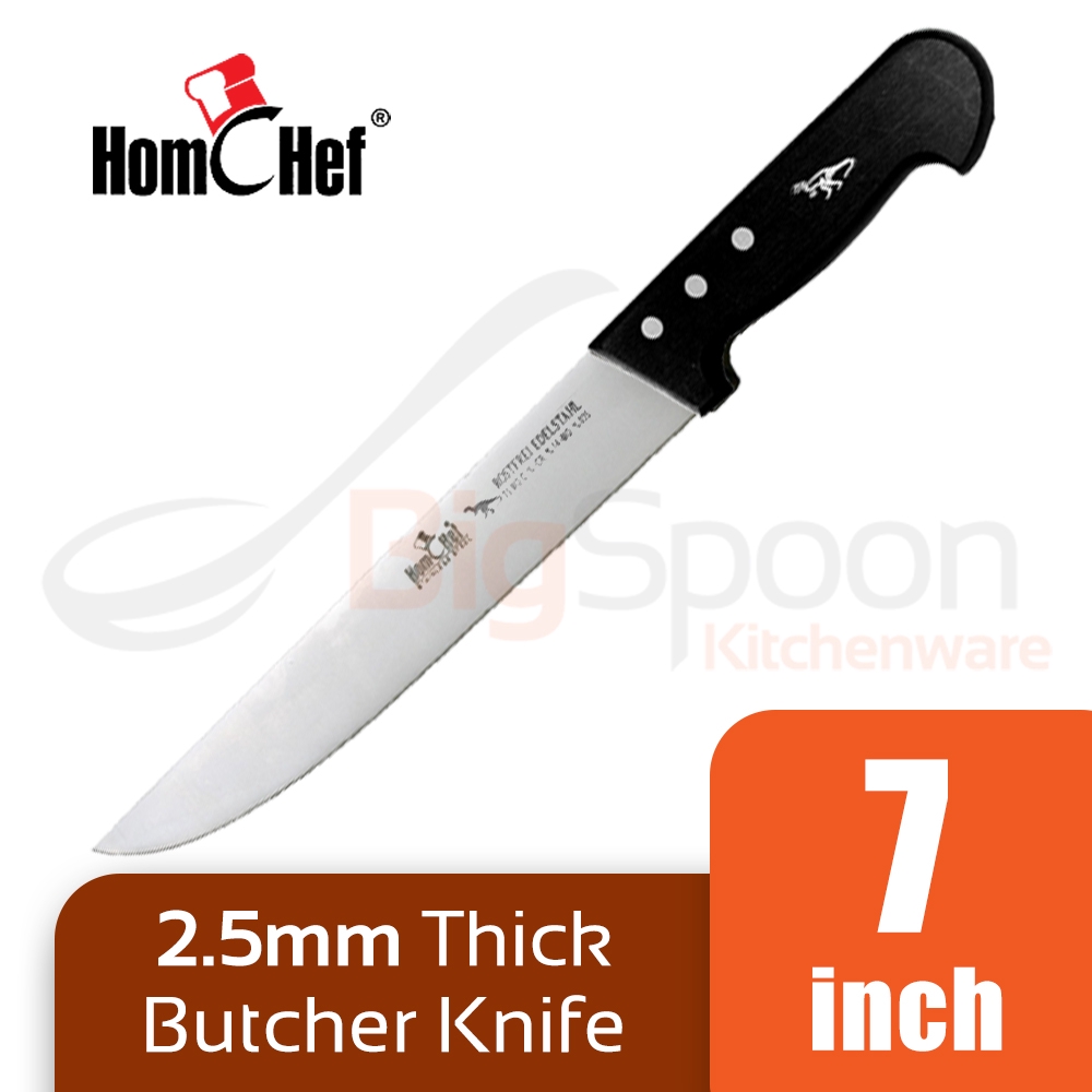 HOMCHEF Butcher Knife 7 inch Stainless Steel 2.5mm Thick Durable Blade Pisau Sembelih BK-217