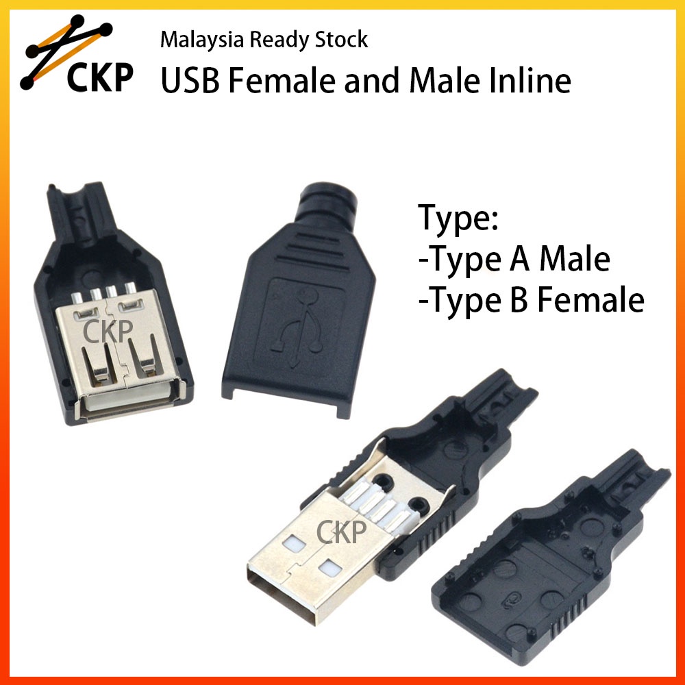 USB Type A Female/Male Socket Solder Jacks Connector PCB Type 4Pin with ...