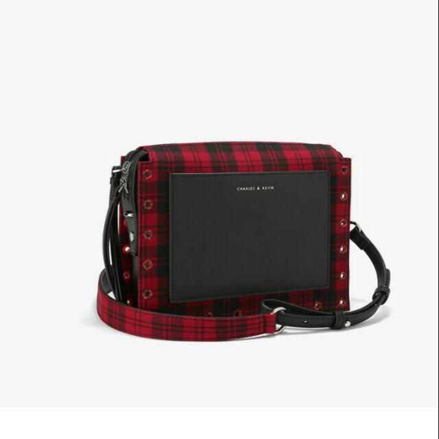 charles and keith red sling bag