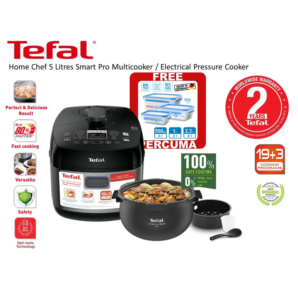 Smart PRO Multicooker CY625D Tefal Home Chef 5L 1000W  CY625D65 Electrical Pressure Cooker Rice Steam Simmer Slow Cook