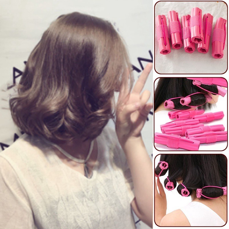 Portable 6 Pieces Magic Flexible Foam Sponge Hair Curler Diy Wavy
