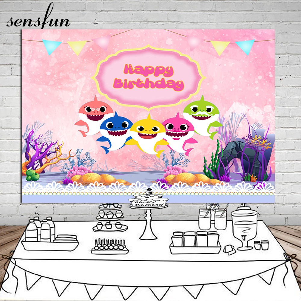 Shark Baby Backdrop Pink Ocean Baby Girl Shower Birthday Party Photography Backgrounds Shopee Malaysia