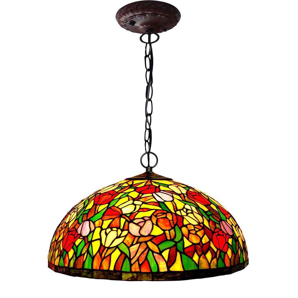 Bieye L10298 20 Inches Tulip Tiffany Style Ceiling Pendant Fixture