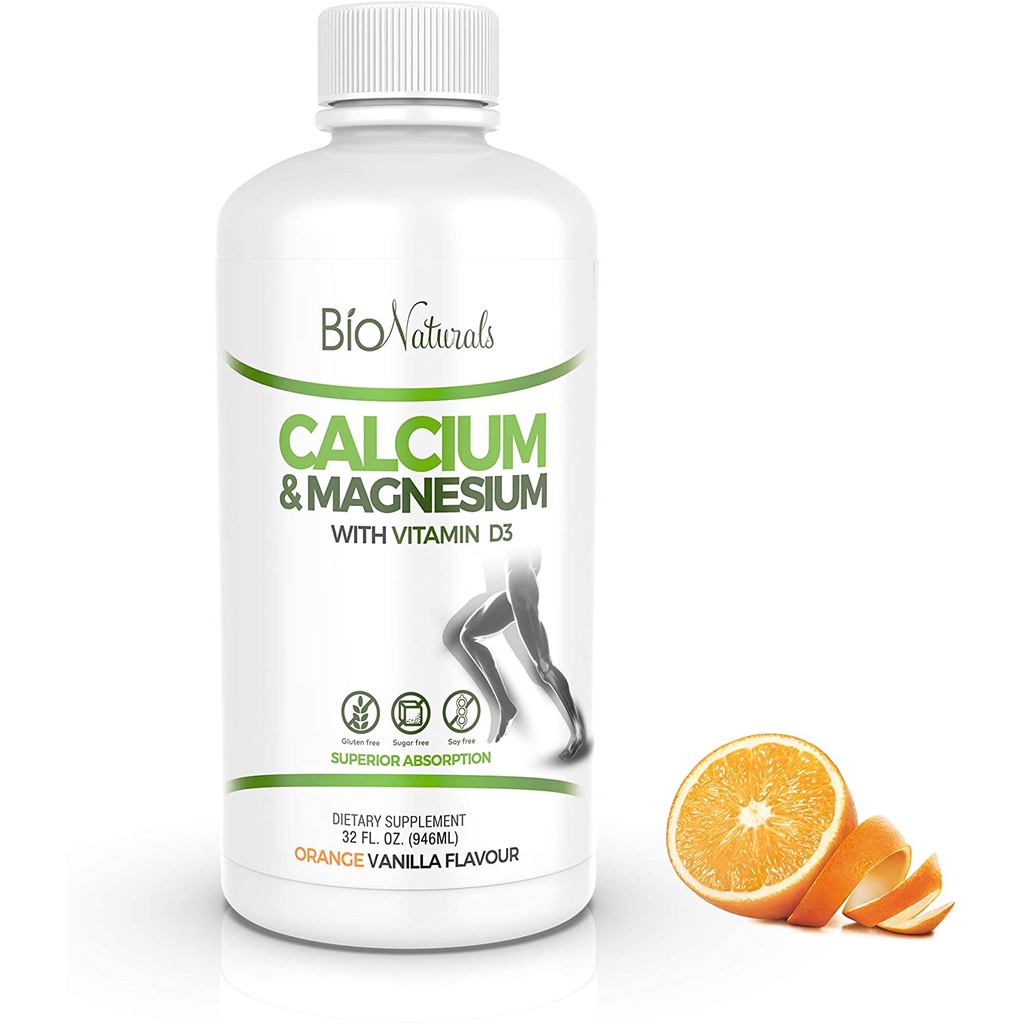 Bio Naturals Calcium & Magnesium Liquid Supplement with Vitamin D3 Natural Formula, FOUR Types