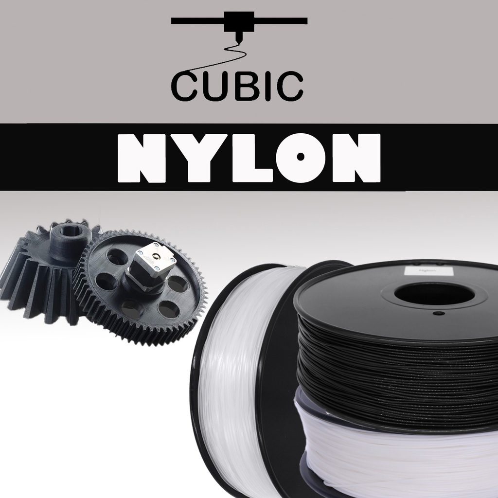CUBIC Nylon PA Filament, 1.75mm, 1KG/Roll. Nylon Filament White Black