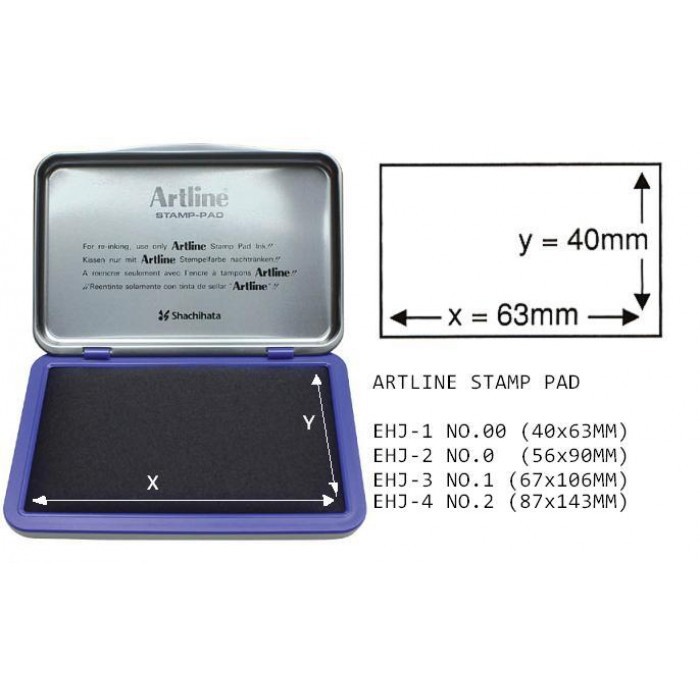 Artline Stamp Pad (No. 00 EHJ1 / No. 0 EHJ2 / No. 1 EHJ3 / No. 2 EHJ