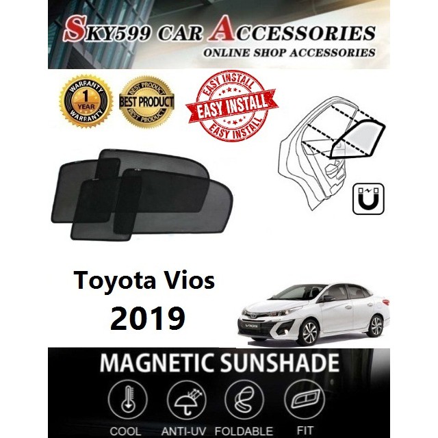 Toyota Vios 2019 Epic Magnetic Sunshade [4 PCS]  Shopee 