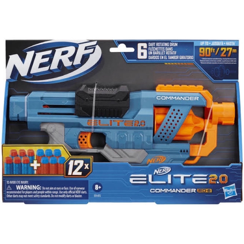 NERF Elite 2.0 Commander RD-6 Blaster Original Hasbro darts toy gun kids boys girls new blue