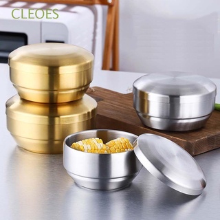 1X Stainless Steel Bowl Double-walled Insulated Korean Rice Soup Bowl W/ Lid US 