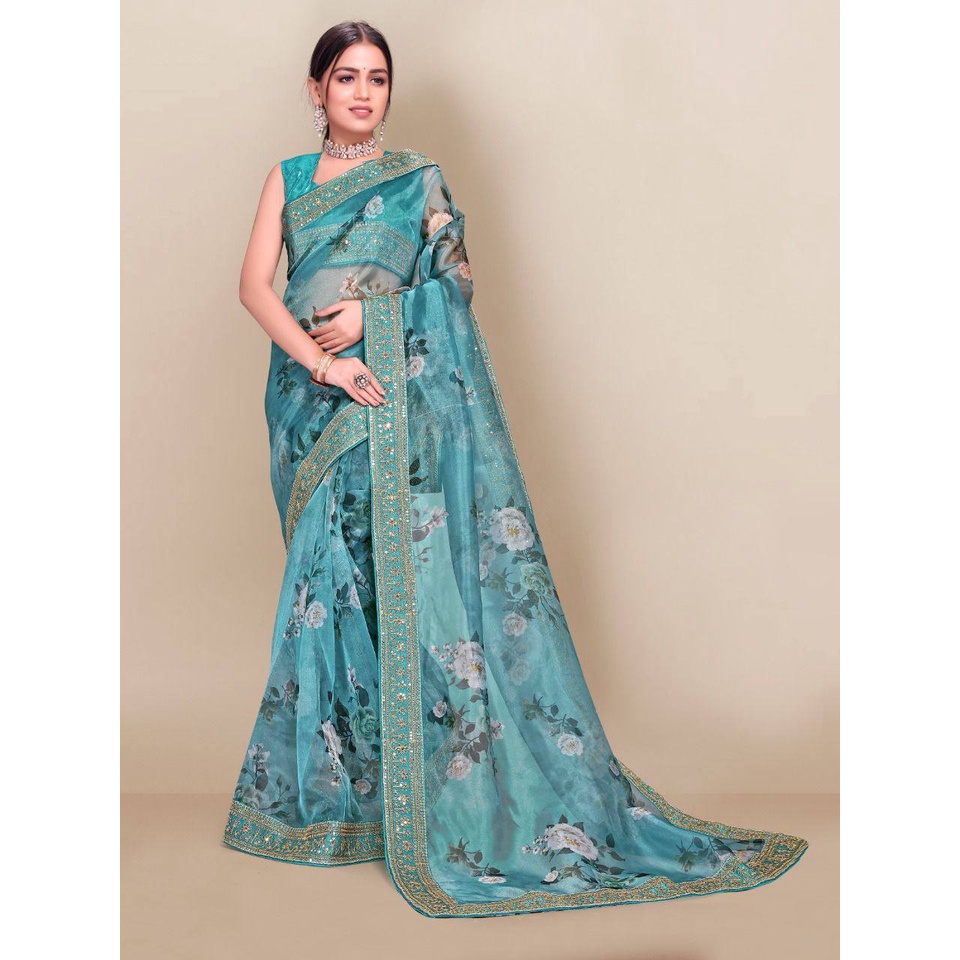 HEAVY ORGENZA SILK SAREES WITH BEAUTIFUL ORIGINAL | Shopee Malaysia