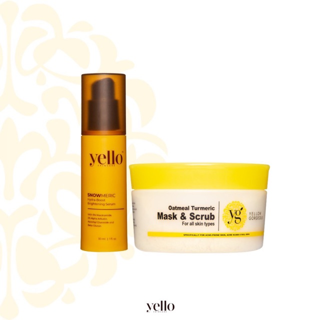 Download Ready Stock Yello Oatmeal Turmeric Mask Scrub Otms Yello Snowmeric Hydra Boost Brightening Serum Yello Skincare Shopee Malaysia PSD Mockup Templates