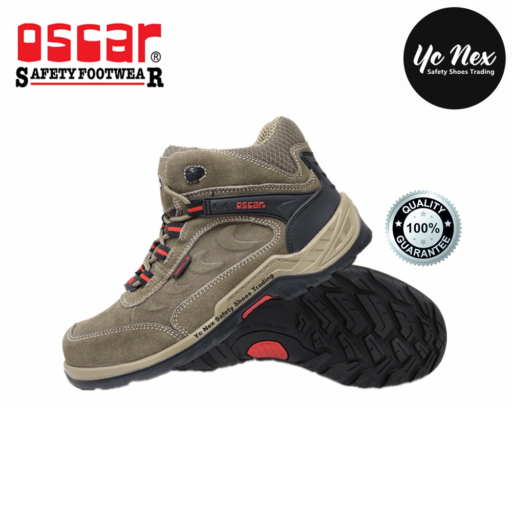 Safety Shoes Oscar Safety Shoes Explorer 127 Olive Lace Up Mid Cut