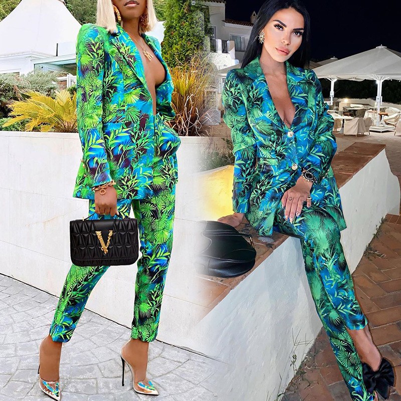 printed pant suit womens