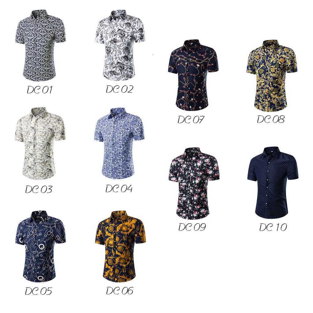  kemeja  lelaki baju kemeja batik bunga  flora n18 Shopee 