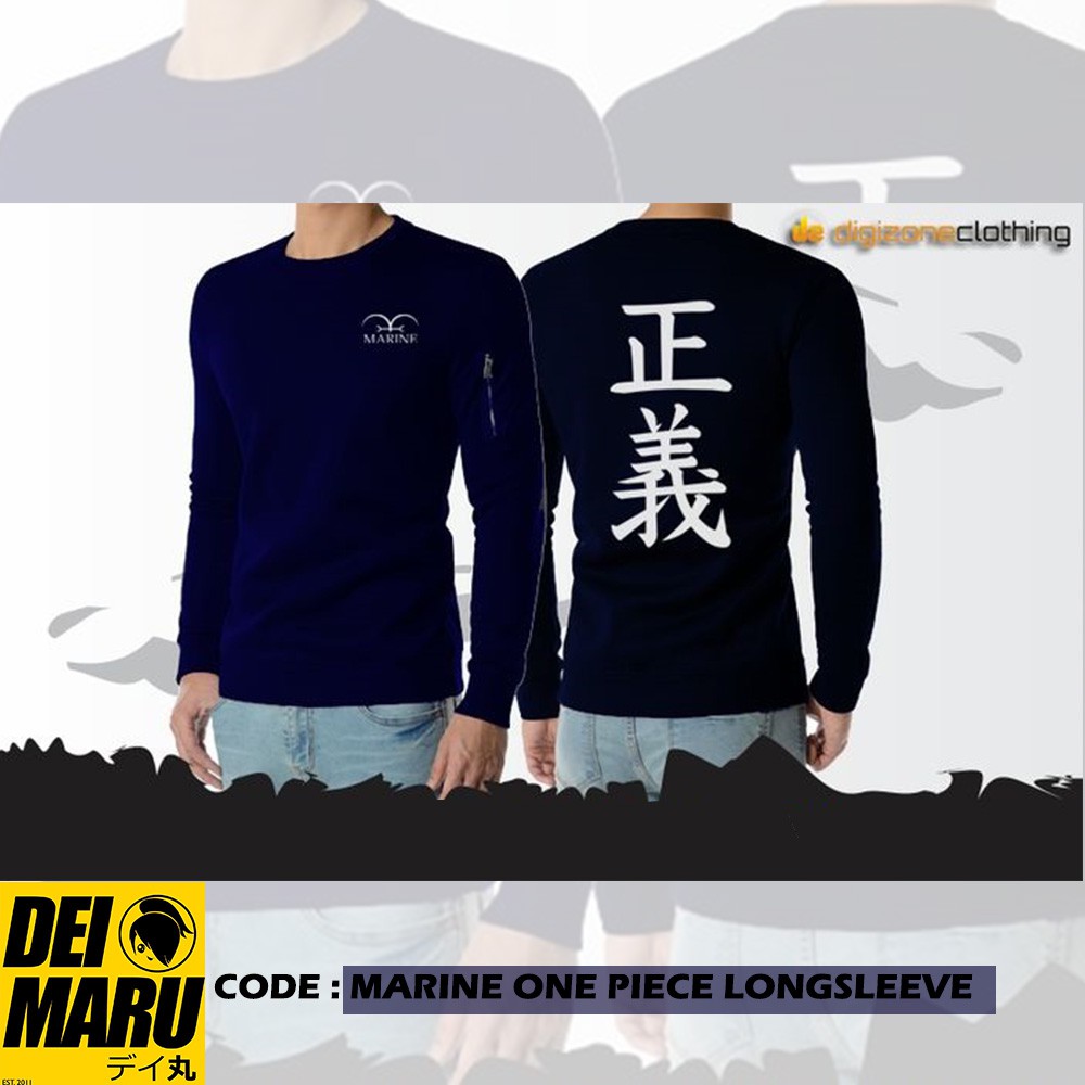 One Piece Marine Kanji Navy Anime Distro Sweater Jacket Dg Wa Op 22 Shopee Malaysia