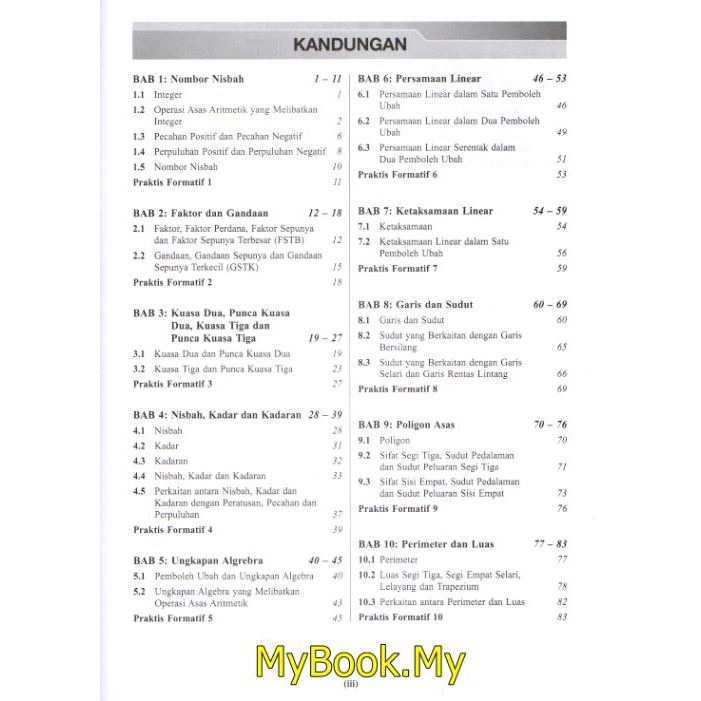 Myb Buku Latihan Galus Pt3 Tingkatan 1 Kssm Matematik Sasbadi Shopee Malaysia