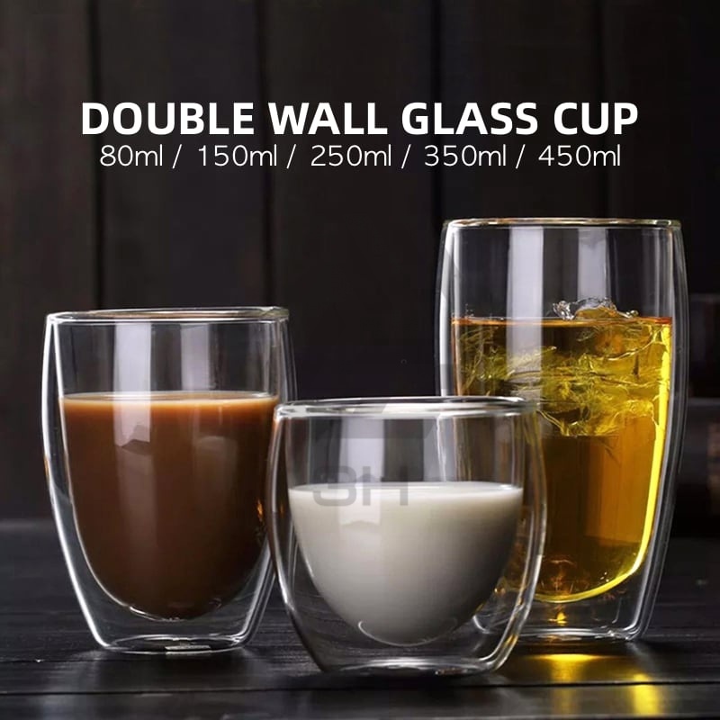 3H Coffee Double Borosilicate Wall and Double Layer Glass Cup / Mug