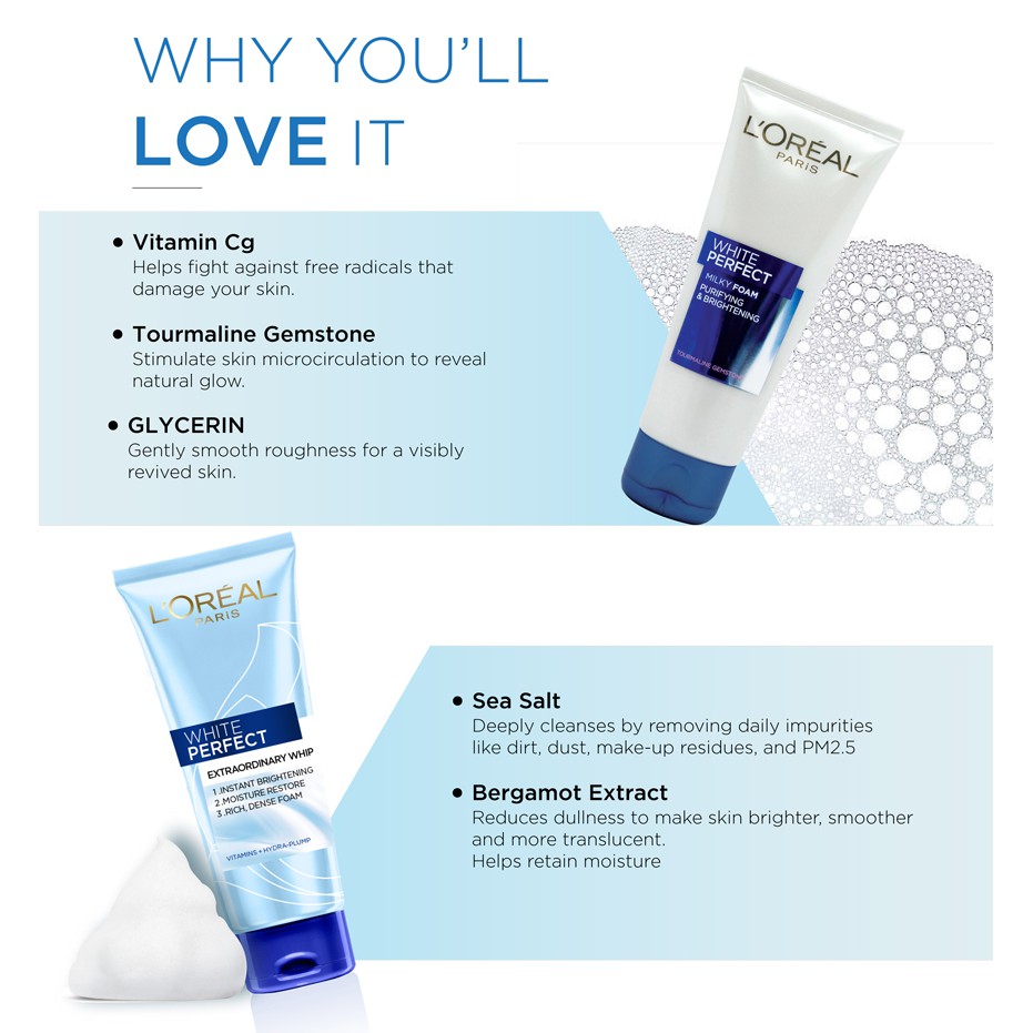 loreal white perfect whip foam
