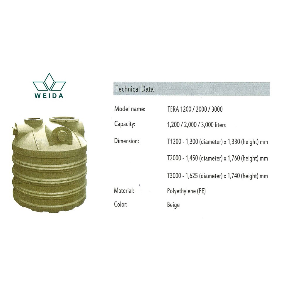 [WEIDA] TERA SERIES UNDERGROUND RAIN WATER HARVESTING TANK T1200 T2000