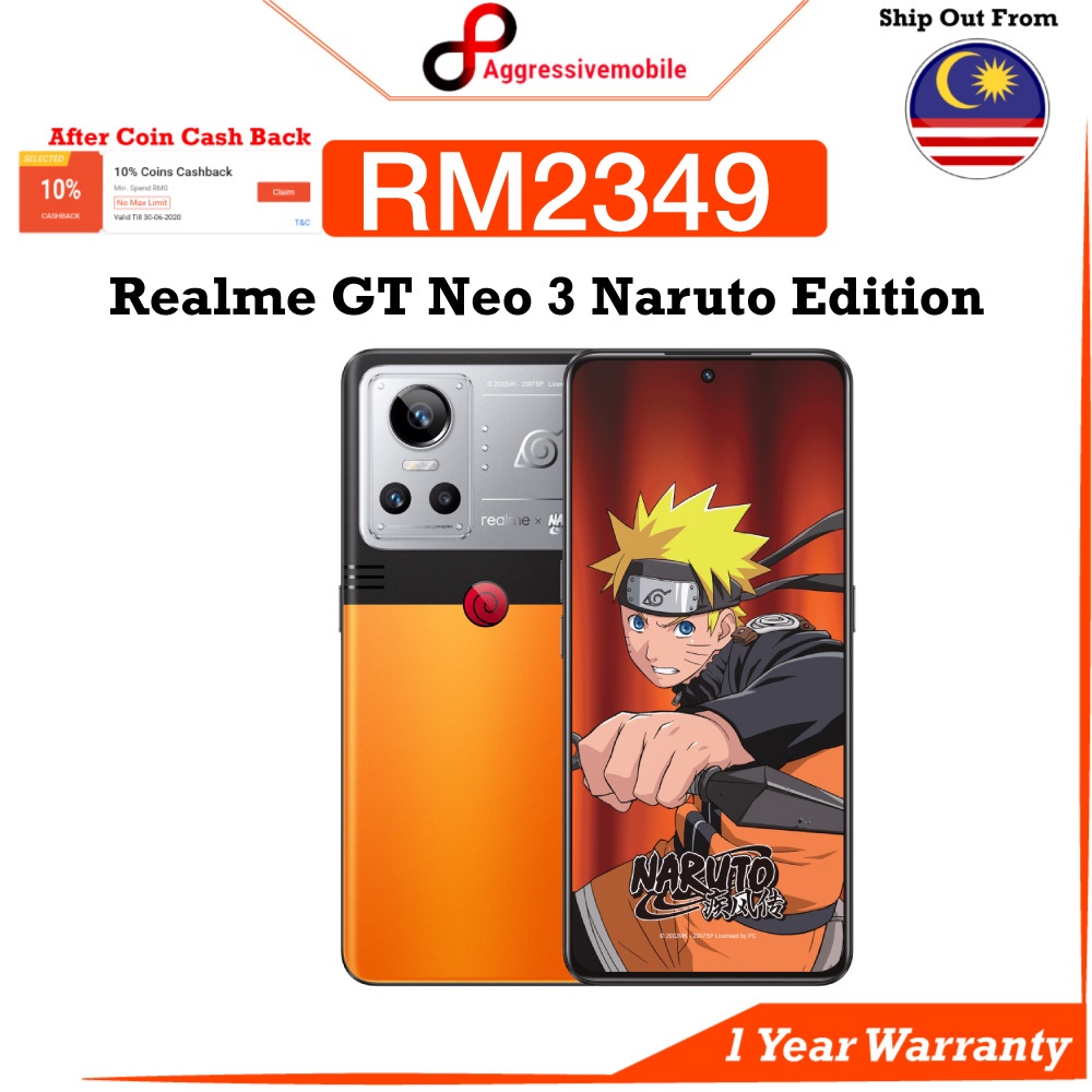 Realme GT Neo 3 Naruto Edition 256GB ROM 12GB RAM 1 Year Warranty Shopee Malaysia