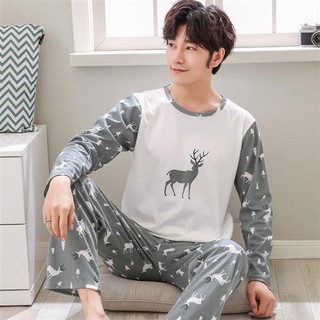 Pajama Set Men S Sleepwear Cotton Large Size Casual Pajamas Boys Teen Boys Pajamas 14 16 Years Old Autumn Winter Junior High School Students Long Sleeve Cotton Cartoon Set Big Boy Home Wear