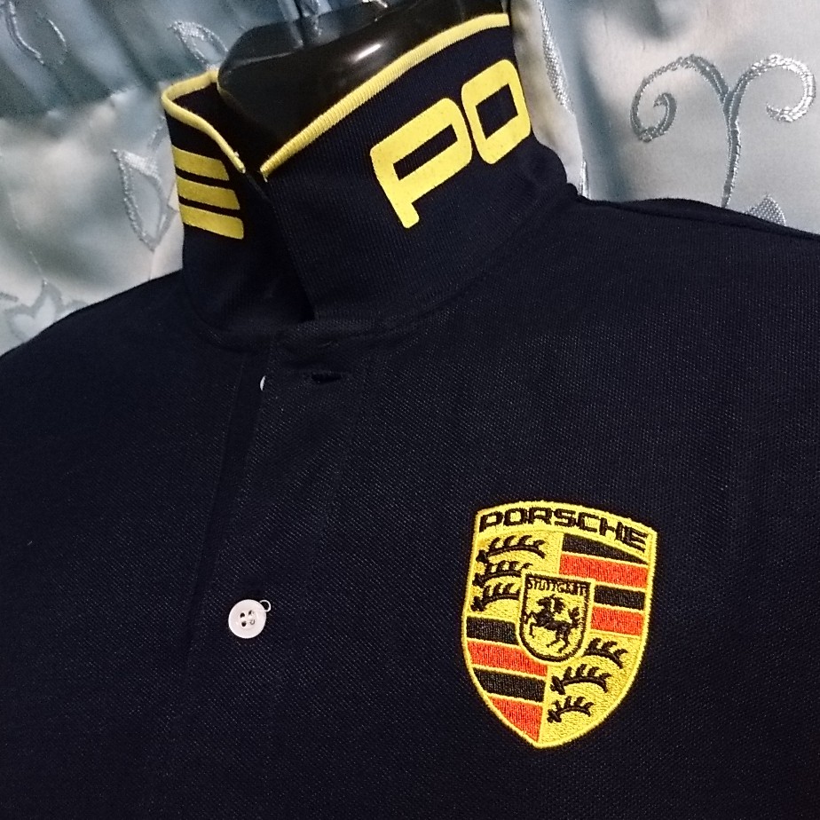 PORSCHE EMBROIDERY POLO T SHIRT EMBOSSED COLLAR PRINTED | Shopee 