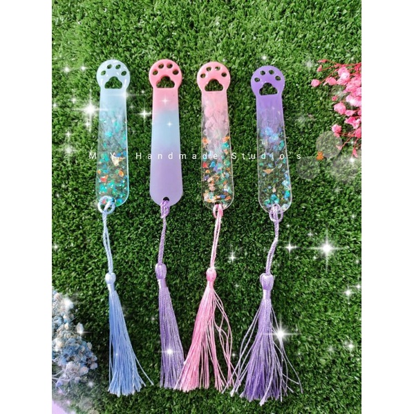 Personalized Cat Paw Resin Bookmark with Tassel