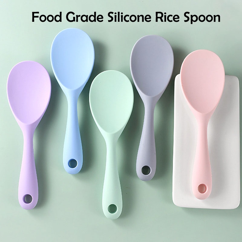 Silicone Rice spoon Long handle Cooking tools Rice Shovel Food grade silicone Household Eco-friendly Heat resistant Kitchen accessories Non-stick Rice Scooper/Multicolor