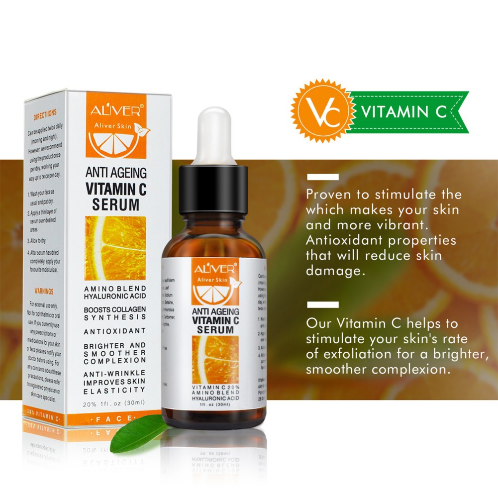 Queen ღ Aliver Anti Aging Vitamin C Serum Face Moisturizing Anti Wrinkle Vc Liquid Shopee Malaysia