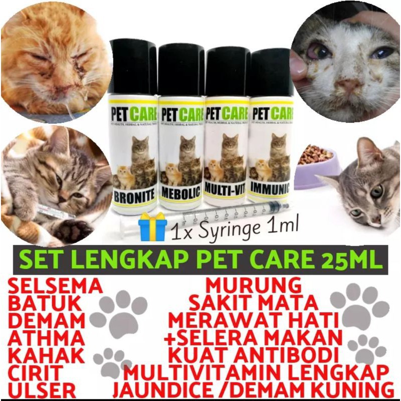 ✈▫SET LENGKAP UBAT SELSEMA KUCING PARVO BATUK BERKAHAK DEMAM 