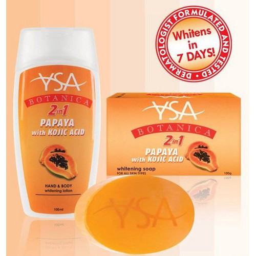 Ysa Botanica Kojic Acid Papaya Whitening Lotion Soap Set 100ml. 2 x 45g. Shopee Malaysia
