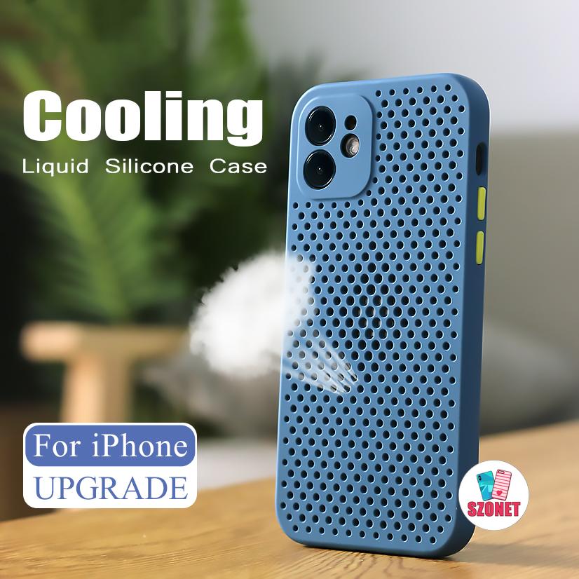 Breathable Heat Dissipate Cooling Soft Silicone Shockproof Phone Case For iPhone 15 14 13 12 11 Pro Max XS XR X 8 7 6 6S Plus + SE 2020 Simple Anti-fall Phone Cover Casing