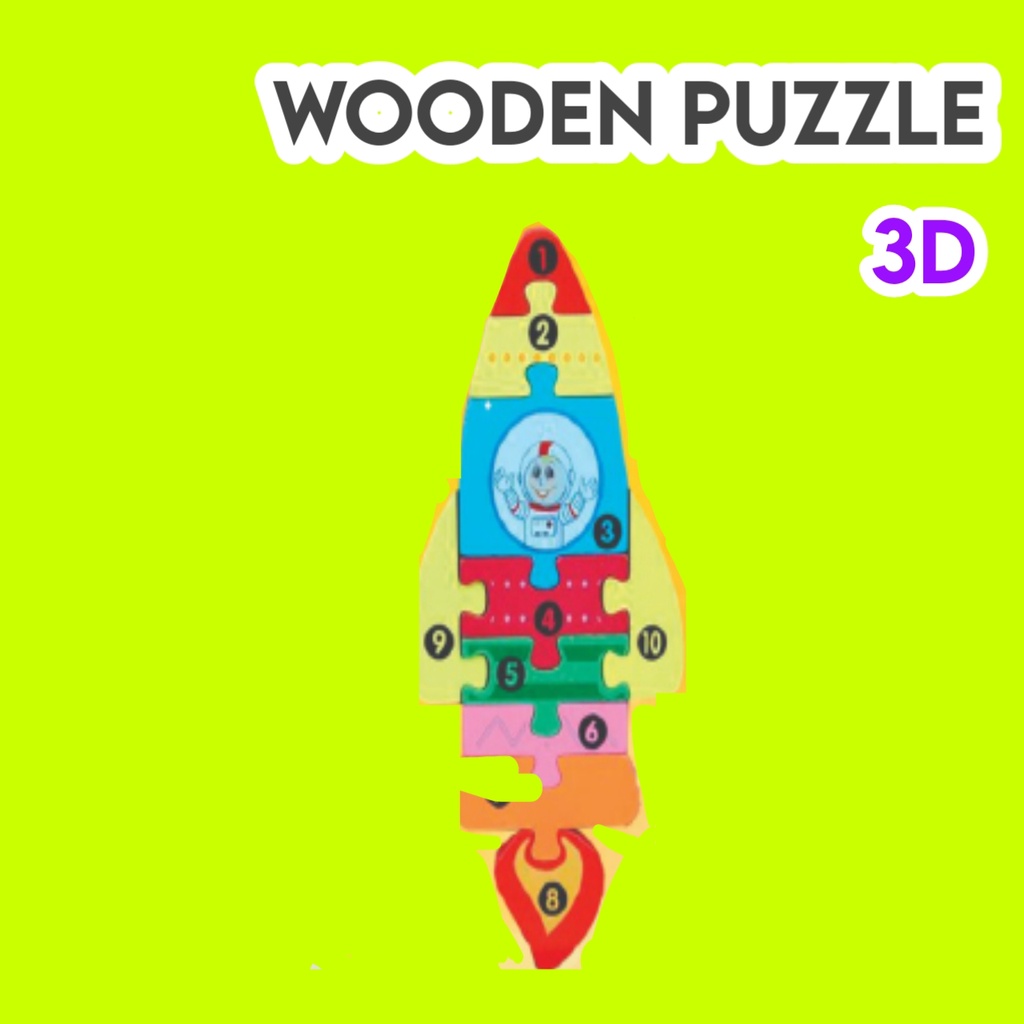 Wooden Toys Educational Kids , Puzzle 6 In A Box Animal & Reading Digital Card