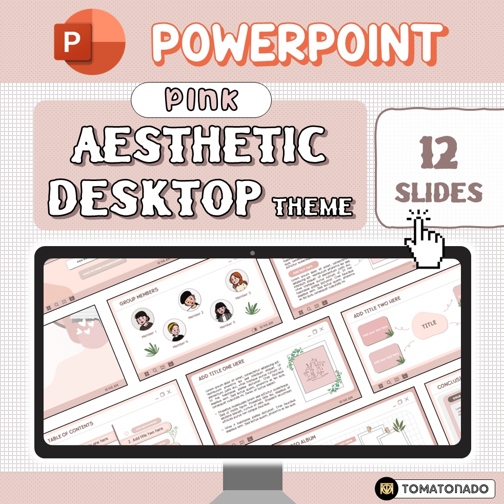Aesthetic Pink Desktop PowerPoint Presentation Template Slide, Windows ...