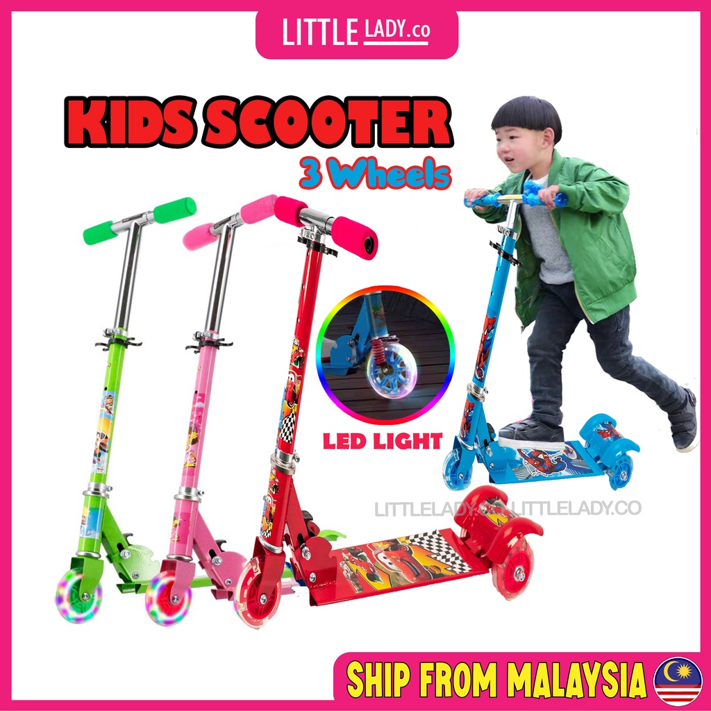 Kids Scooter Adjustable Foldable with 3 LED Wheel Outdoor Skuter Budak Skuter Kanak Mainan Budak Perempuan Lelaki 儿童滑板车