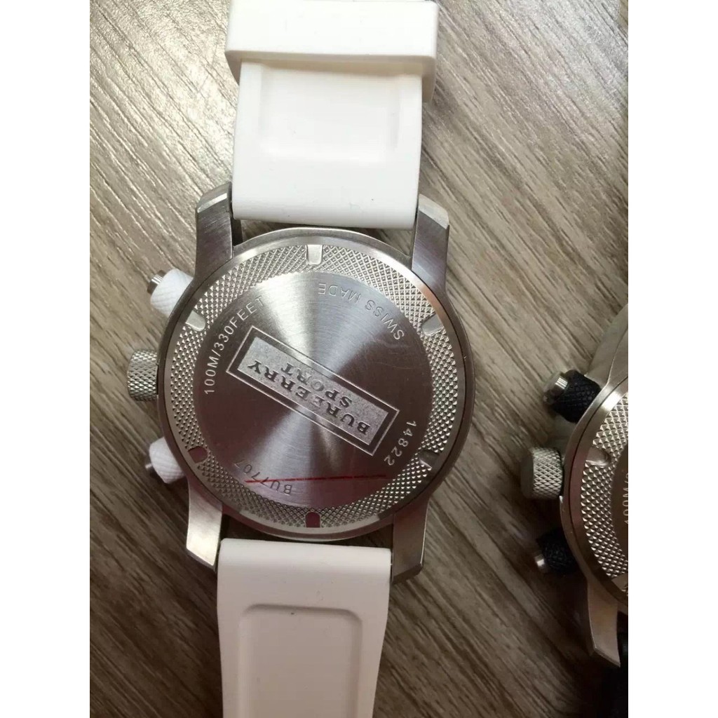 BURBERRY Sport Chronograph Black Dial White Rubber Men's Watch BU7707 |  Shopee Malaysia