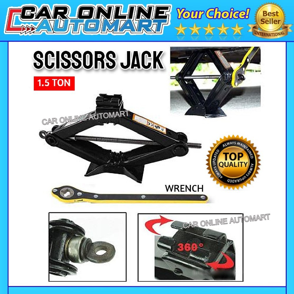 ST-105 1.5 Ton Manual Scissor Car Jack Thick Hand Car Jack EssentiaL Black  | Shopee Malaysia