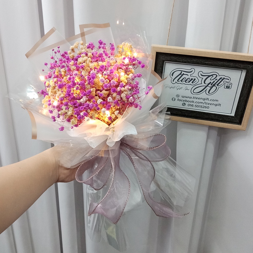 Tteen Gift Preserved Flower Baby S Breath Bouquet Gift Immortal Flower Birthday Anniversary Gift Small Size 永生花满天星花束礼物 Shopee Malaysia
