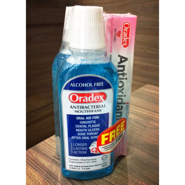 Oradex Antibacterial Mouth Wash 400ml X2 Free Antioxidant