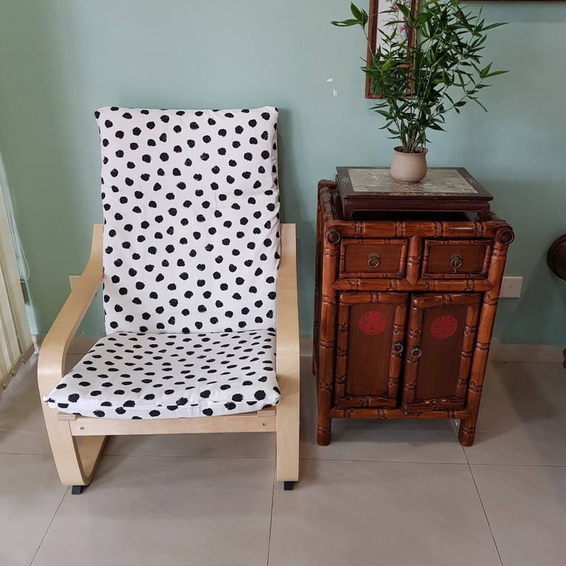 Poang Chair Cover Cushion Cover Smudged Polka Dot