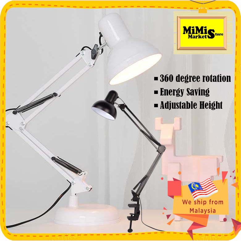 Modern Metal Adjustable Swing Arm Bedside Lamp Study Lamp ...